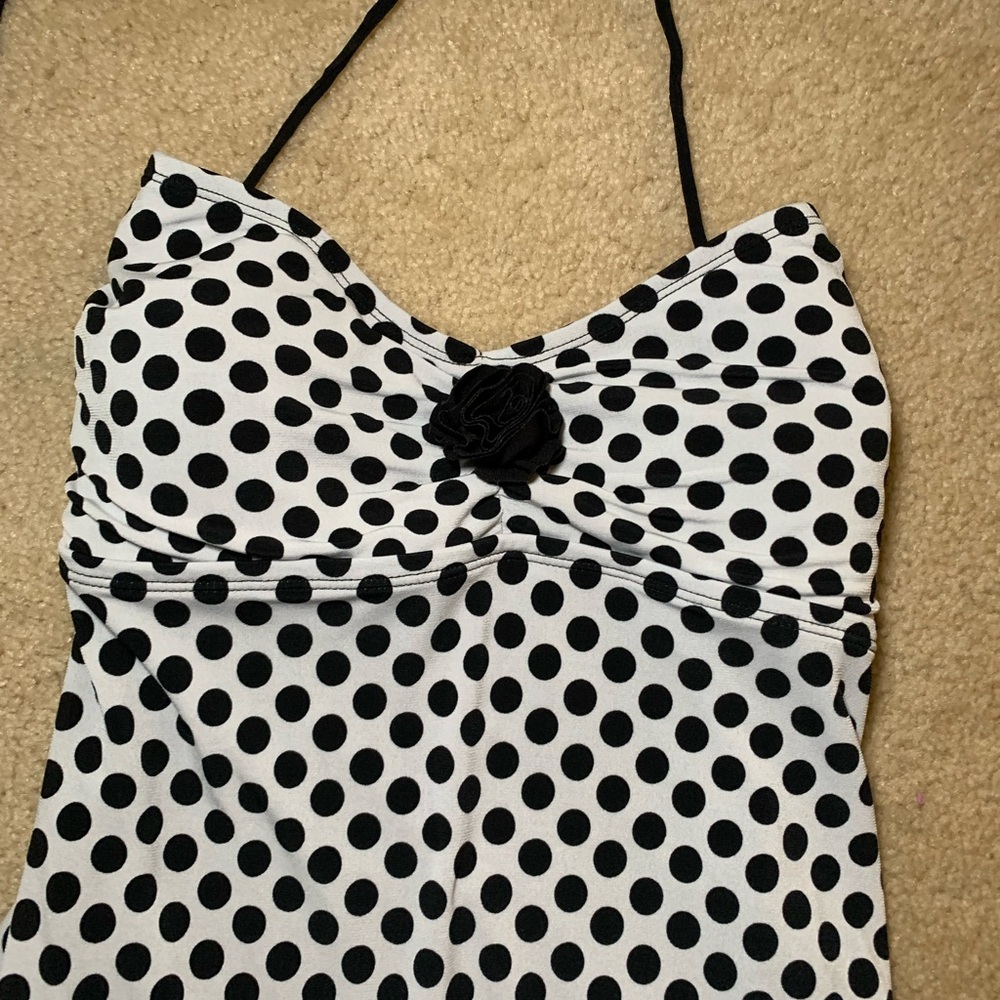 Catalina Suddenly Slim Polka Dot Halter Tankini Swim Top – Size Large (12–14) - Picture 3 of 12